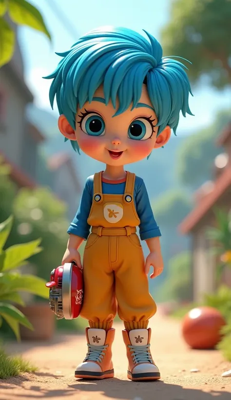 cute Bulma in Dragon Ball. Full body. 3D Pixar style.
