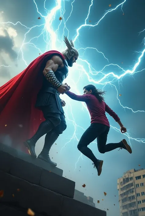 A scene might start with Thor summoning lightning, while Hrithik, with his martial arts and parkour skills, dodges Thors strikes, using the environment to stay agile and out of reach. If Hrithik taps into his Krrish powers, he might even be able to hold hi...