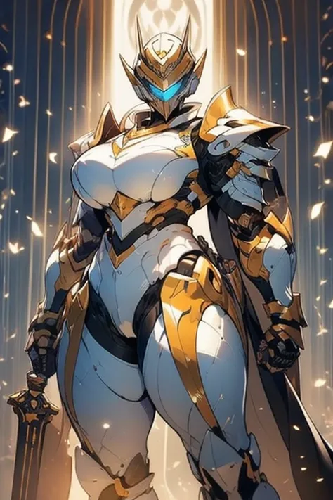 Knight girl in full clad metal armor, voluptuous, heavy mommy milkers, thick supple thighs, widest hips, fully armored