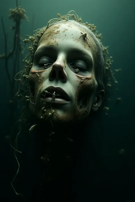 Mermaid face decomposed by water 
