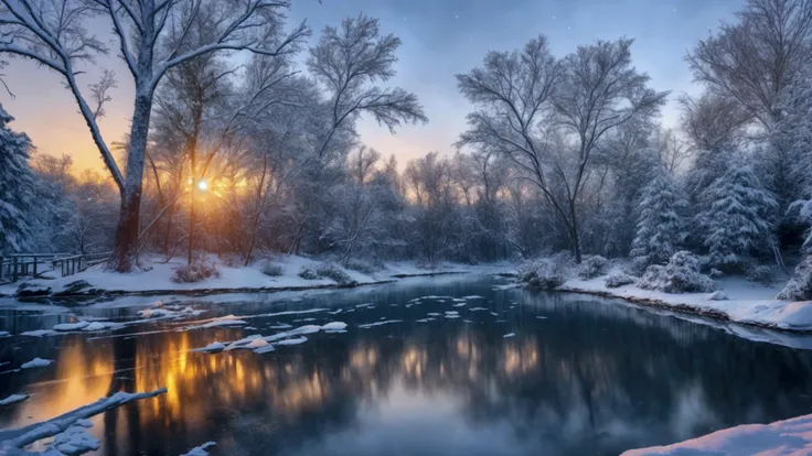 Professional photo. Winter. HDR. Nature. Morning. Beautiful.