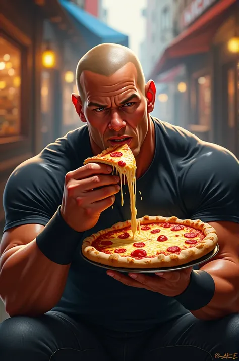 John Cena eating pizza 