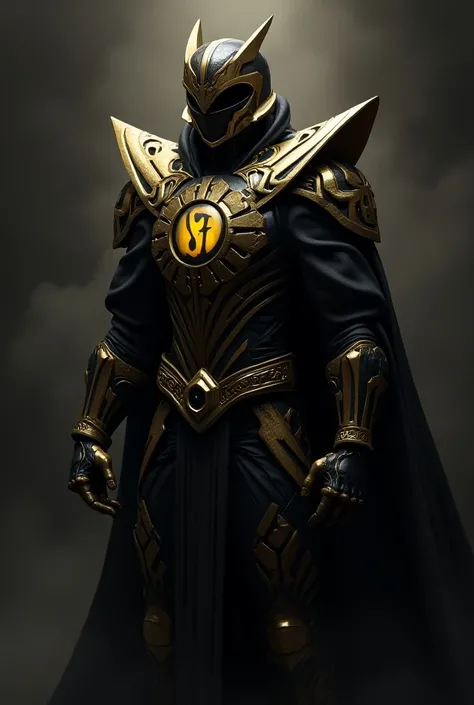 Power ranger classic villain black and gold with the word 8AF on the chest 