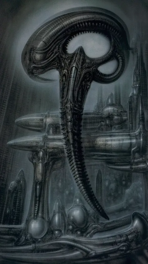 h. r. giger's g1g3r, , giger_style,  , the image is a detailed view of h.r. giger's \" alien iii  \" plate, featuring hrggr, h.r...