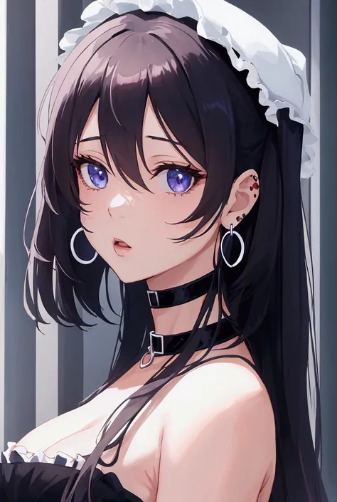 1girl, sexy choker earrings anime