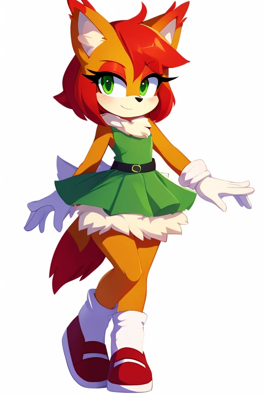 Woman red hair, green eyes female furry fluffysonic style