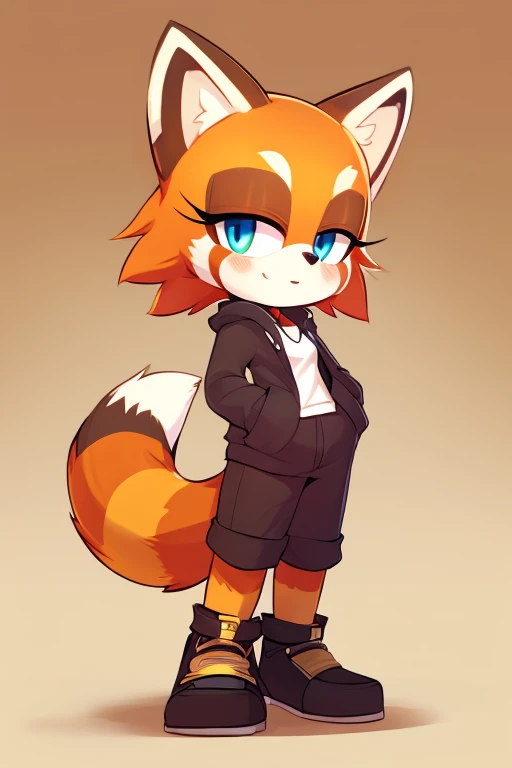 Female furry red panda fluffysonic style