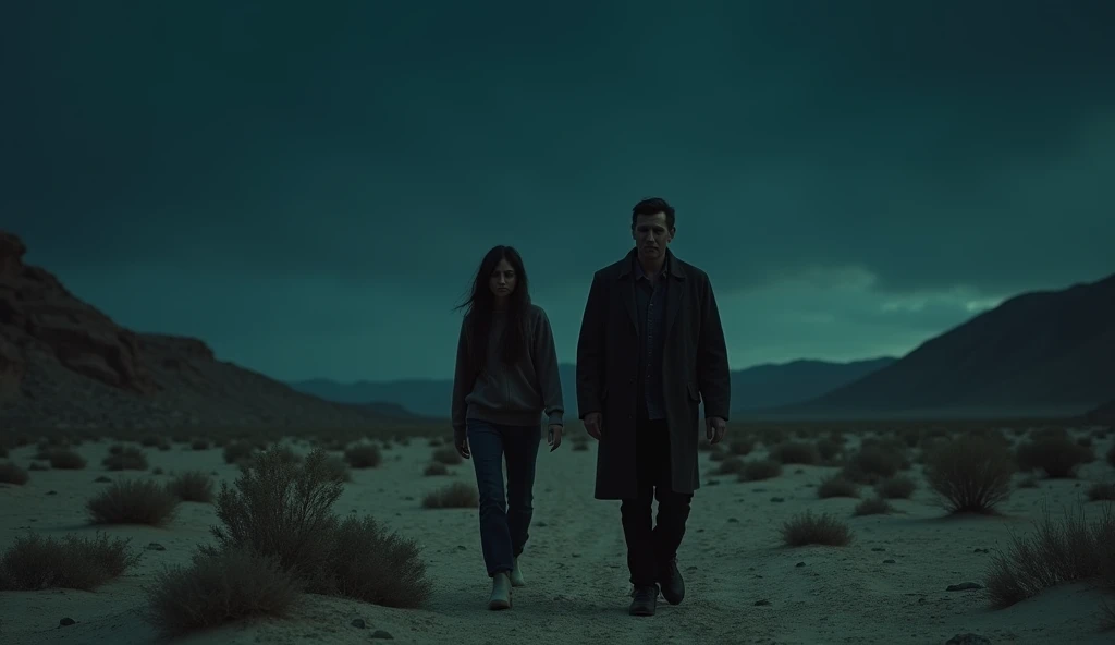 ( Face of sad parents) (walking alone ) (In the desert) (night atmosphere) (show face)