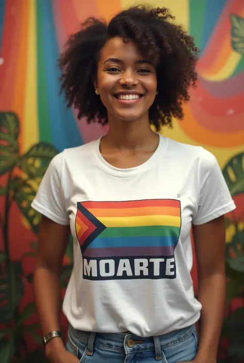 Create a person from the LGTBI community wearing a t-shirt