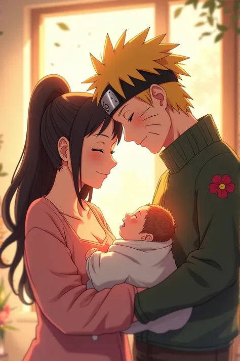 Hinata with Naruto and they have a baby