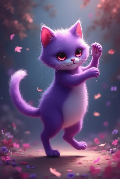 Purple dancing cat