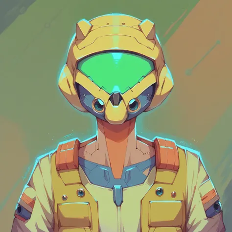 (masterpiece,best quality,ultra detailed,ultra high res,detailed background),((cyberpunk)),((flat color)),((colorful)),(1girl),pilot,pilot helmet,pilot jacket,looking at viewer,solo,upper body,colored background,high contrast,contrasting colors,cowboy shot...