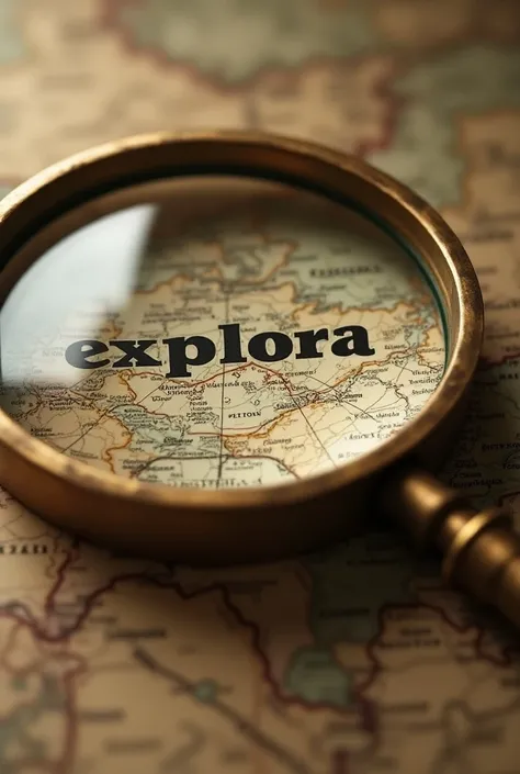  A magnifying glass on a map with the name "Pzm Explora " in the middle 