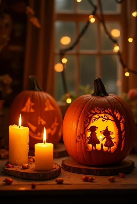 Delicate and intricate pumpkin carving scenes. Sculptures will need expert and intricate designs such as leaves, vines and details such as ghosts or graves, to a small street where children are dressed up in buckets of candy for Halloween. Children line up...