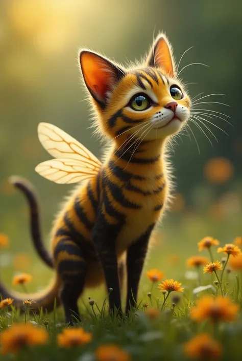 Realistic combination of cat and bee 