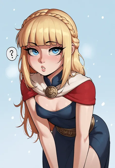 score_9, score_8_up, score_7_up, score_6_up, score_5_up, score_4_up, BREAK 1girl, blonde hair, loose hair, swept bangs, blue eyes, long eyelashes, ancient Rome outfit, confused expression, bent over, blunt bangs, short, BREAK solo, small breasts, skinny, a...