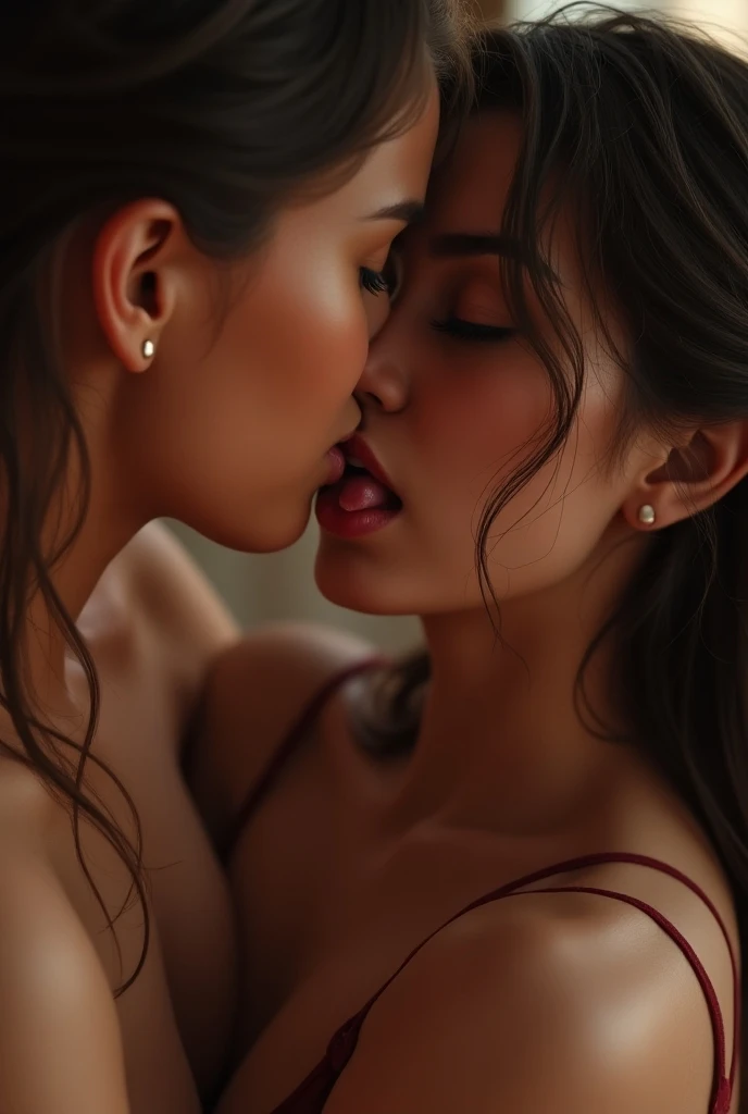 a beautiful teen girl, girl-on-girl, sensual pose, mimicking cunnilingus with fingers and tongue, highly detailed, photo-realistic, 8k, vibrant colors, dramatic lighting, erotic art