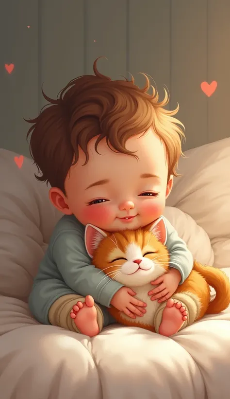  baby and cat are lying in bed, cute and Adorable, cute Adorable, Adorable and cute, cute and funny,  very cute,  Cute and adorable , Cute and lovely,  cute and cuddly , Adorable, Cute Boy, Cute cat, Cuteness,  pretty cute  , Cute Animals, Beautiful and cu...