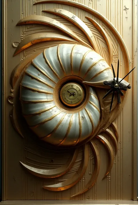 Create a snail clock concept design that apply art deco.