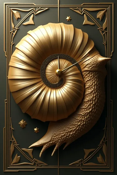 Create a snail clock concept design that apply art deco.