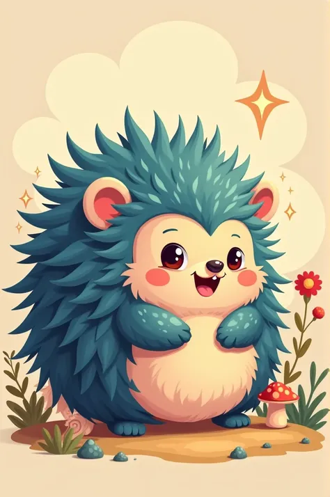 Create a porcupine mascot in a cute cartoon photo