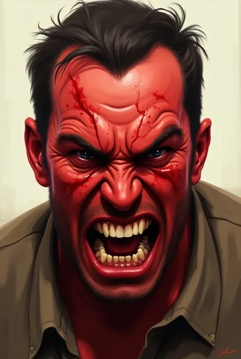 Creates an image of an angry and irritated person with a red face 