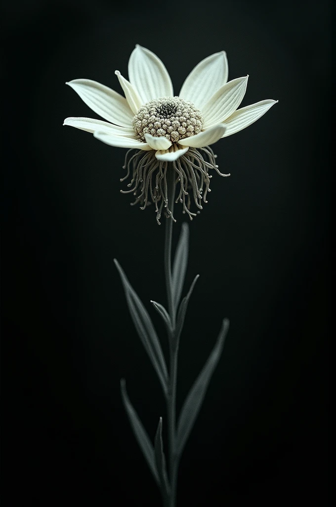  Cumadre little flower, scary, black background
