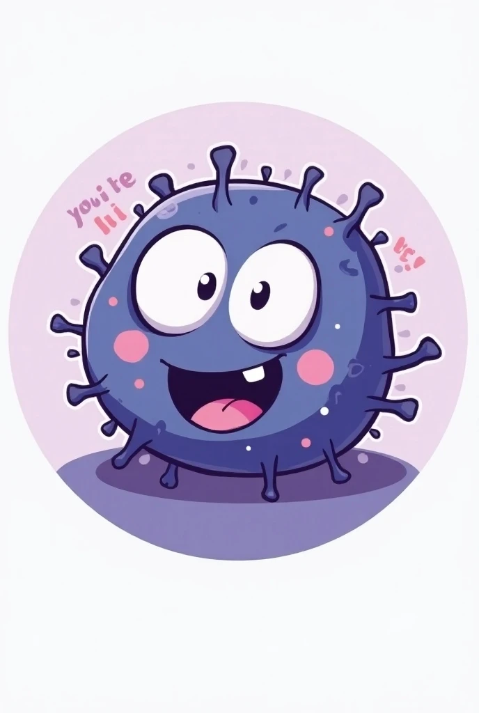  A cute natural killer cell with comic eyes and mouth in a purple-blue shade with the lettering: Your‘re killing it!
The picture should resemble a logo in round shape .
Please make your eyes look a bit less crazy