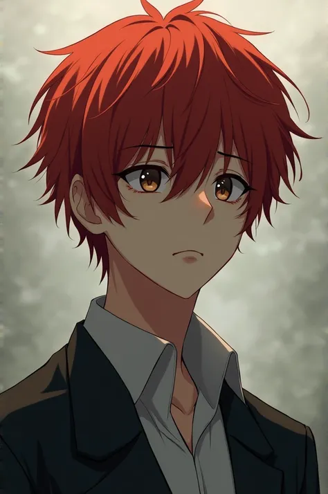 anime high quality  sad red haired man  