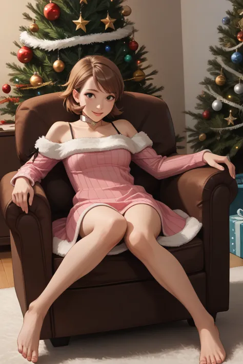 score_9, score_8_up, score_7_up, score_6_up break  1girl, solo, yukariwinter, pink dress, ribbed sweater, fur trim, off shoulder...