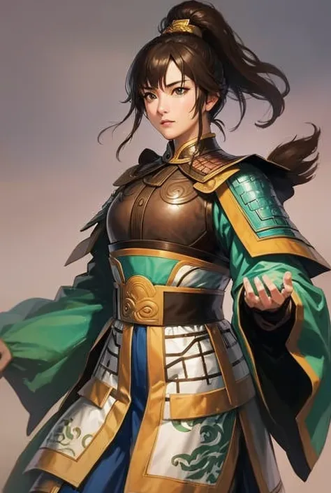 masterpiece, best quality, romance of the three kingdoms, realistic, game cg, watercolor \(medium\), 1girl, simple background, n...