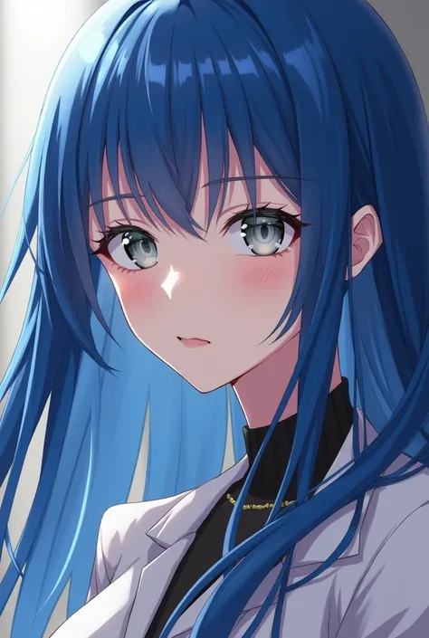 Résolution Haute, Regardant le spectateur, femme , cheveux bleu , les yeux gris , cheveux long , anime , sexy