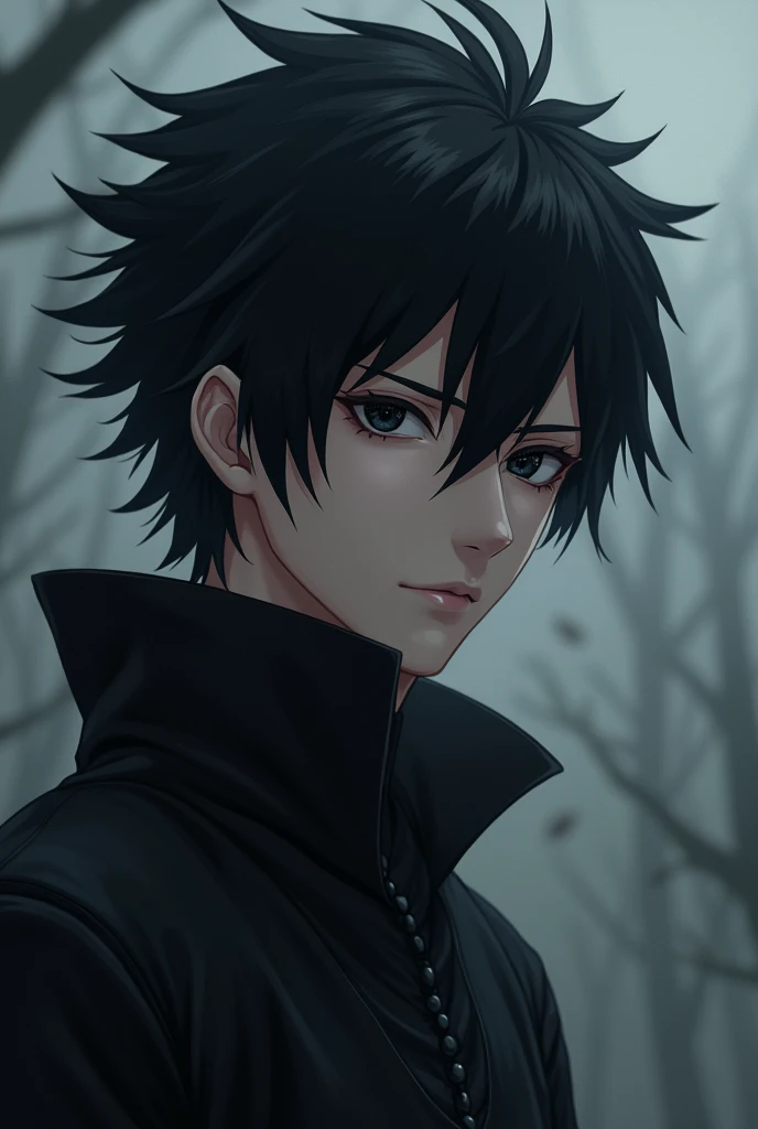  Create a black-haired character (Like Uchihas death from Naruto ), with black eyes.
 He is male 