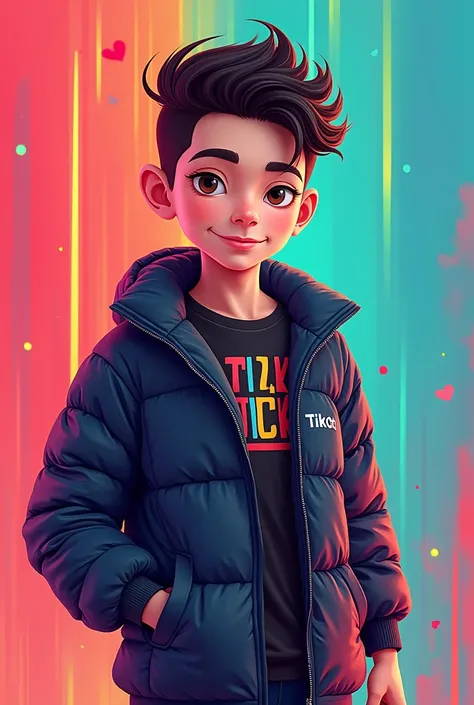 A logo for TikTok with a sixteen-year-old boy in one hand, well-styled by wisal writes