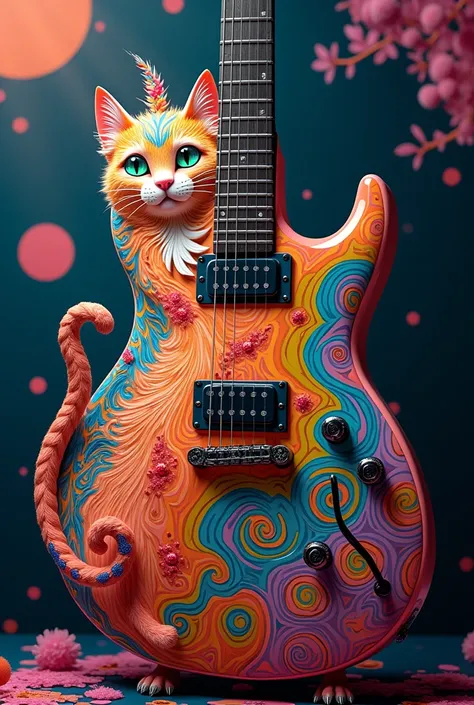 A colorful cat guitar 