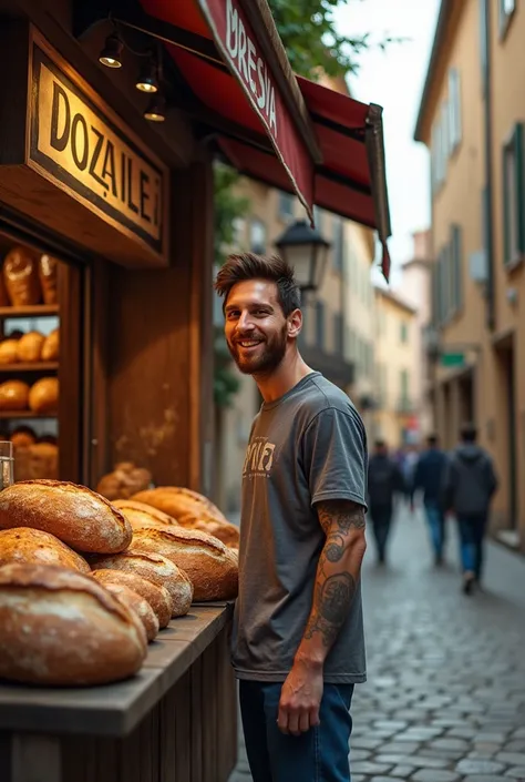 Messi selling bread