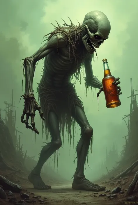 Create a zombie wanting to drink with a bottle