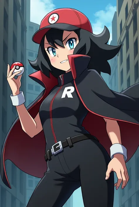 A Pokémon trainer from Team Rocket with a Pokébola .  Anime style