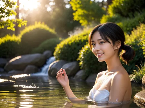 (8k, raw photo, photorealistic, hq, masterpiece, golden ratio composition), solo, a cute japanese woman, (glowing eyes), 
(smile...