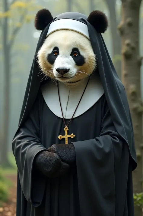 Panda dressed as a nun