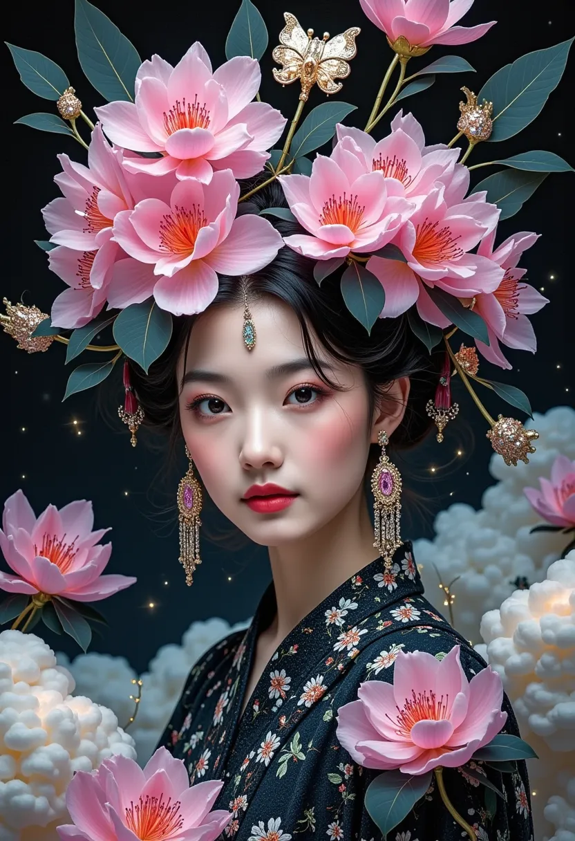 (masterpiece, best quality:1.2), 1girl, mori yukie, dale chihuly, fashion magazine cover, wlop, alphonse mucha, hsiao ron cheng,...