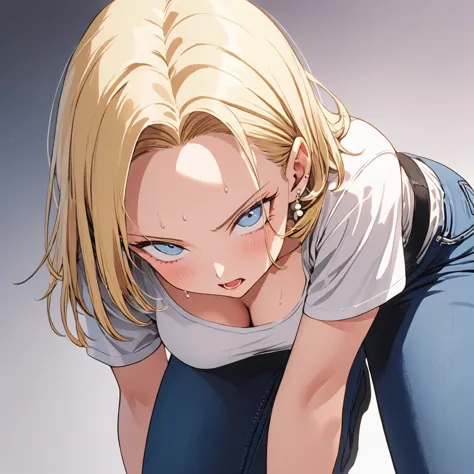 masterpiece, best quality, high resolution,16k,super detailed skin, (android 18),1990s \(style\),(e-cup beautiful breasts), (tal...