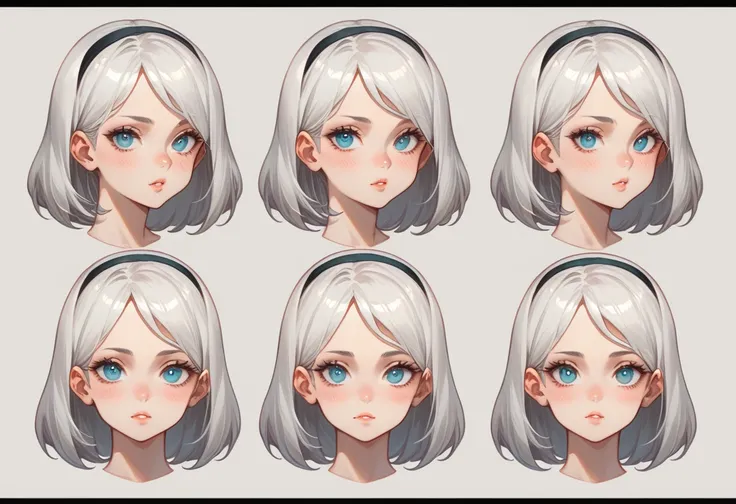 character sheet desing lady 2b from nier automata, only head. beauty face, perfect proportion, beauty, ultra detailed face. view...