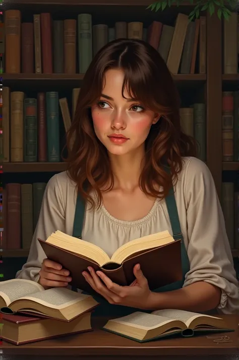 Emília with books 