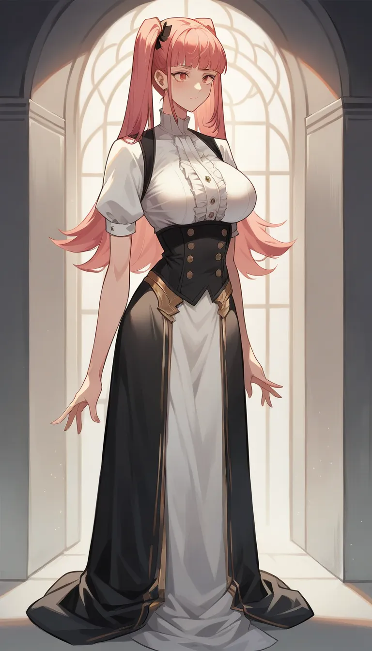 hilda valentine goneril, white blouse, black skirt, garreg mach uniform, masterpiece, best quality,large breasts, invisible body...