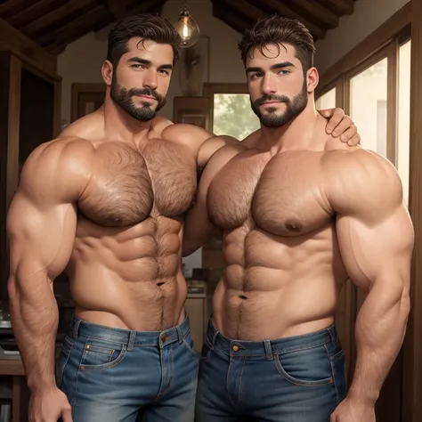 Masterpiece, Best Quality, High resolution, (1 chico:1.4), male focus, italian with tanned skin, 30-year-old ranch farmer in jeans, sunny day, detailed body, brown hair, italian, furry, beefy, chubby, dad body, dad bod, warm lighting, HDR, (GS-Macho :1.5),...