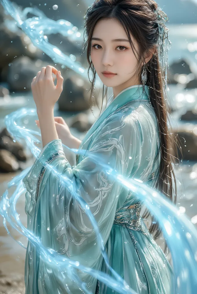 1 girl ( li yitong, extremely beautiful face), hanfu,realistic, waist shot,
(masterpiece, high quality, best, official art, beau...