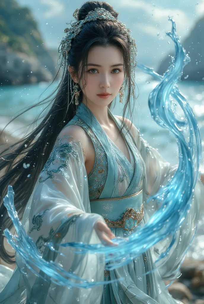 1 girl (extremely beautiful face), hanfu,realistic,
(Masterpiece, high quality, best, official art, beautiful and beautiful, long-term contact:1.2),smooth movement,charming patterns,
1 girl,jade eyes,long black hair,
Portrait,alone,upper body,watching audi...