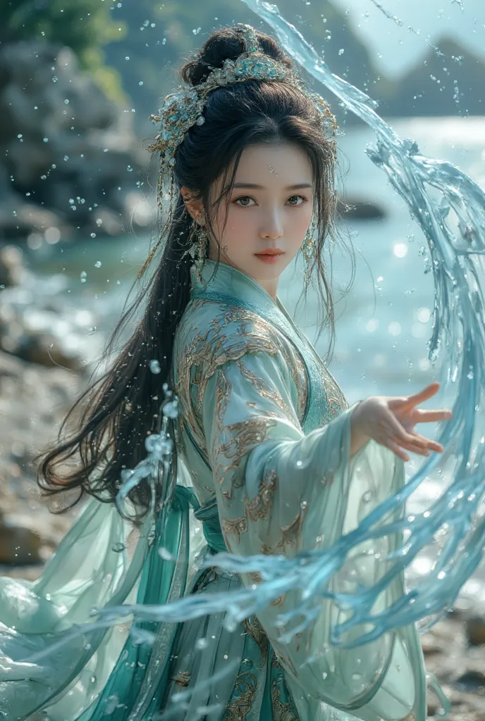 1 girl (extremely beautiful face), hanfu,realistic,
(masterpiece, high quality, best, official art, beautiful and beautiful, lon...