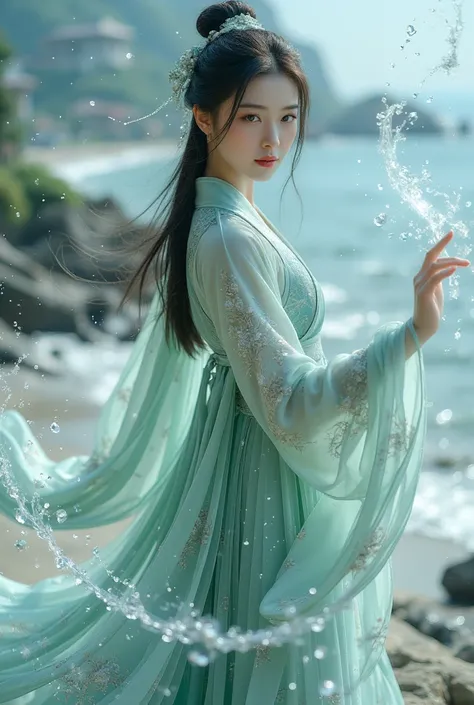 1 girl (extremely beautiful face), hanfu,realistic,
(Masterpiece, high quality, best, official art, beautiful and beautiful, long-term contact:1.2),smooth movement,charming patterns,
1 girl,jade eyes,long black hair,
Portrait,alone,upper body,watching audi...